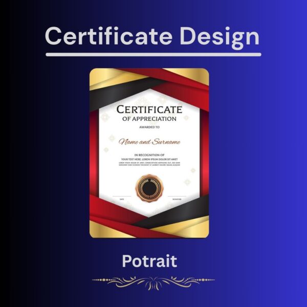 Custom Certificate Design (Portrait)